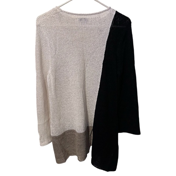 Ball of Cotton S Asymmetrical Colorblock Tunic Sweater Top Linen Viscose Knit - Picture 4 of 5